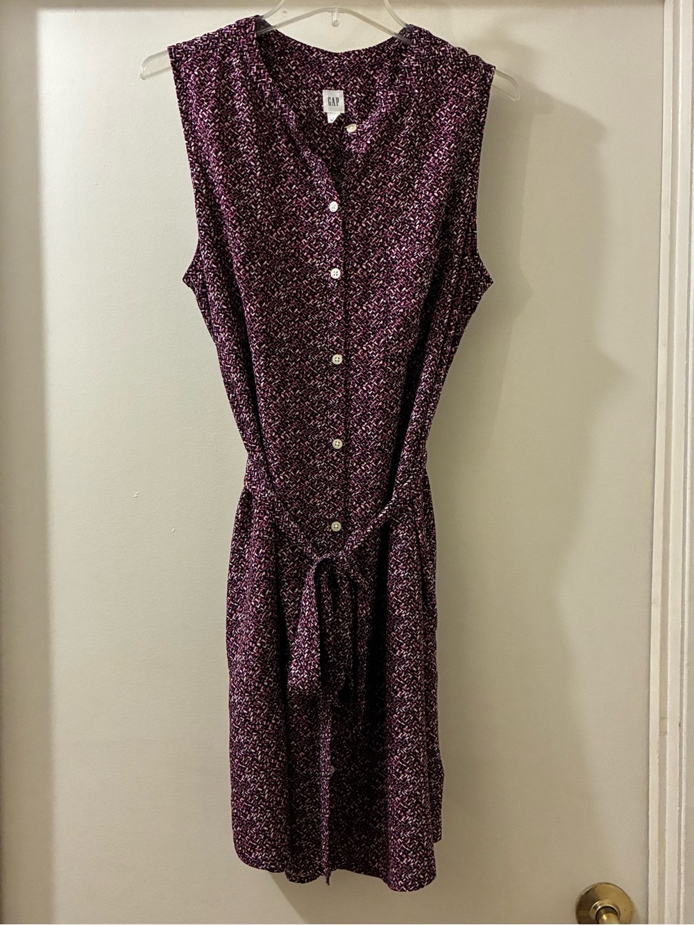 GAP Sleeveless Button-Front Purple Print Dress